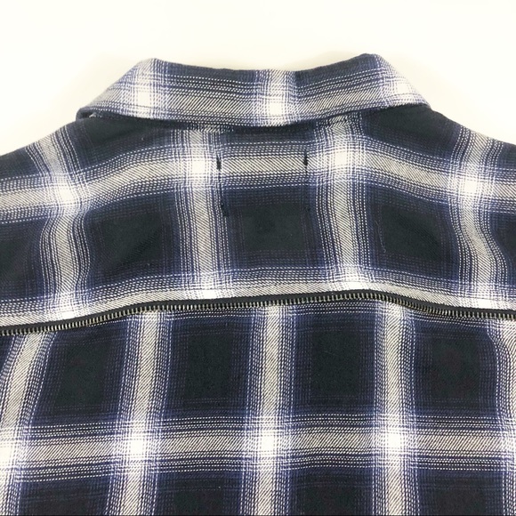 Jaywalker Blue White plaid Frayed Tunic NWT Size L - Picture 7 of 7
